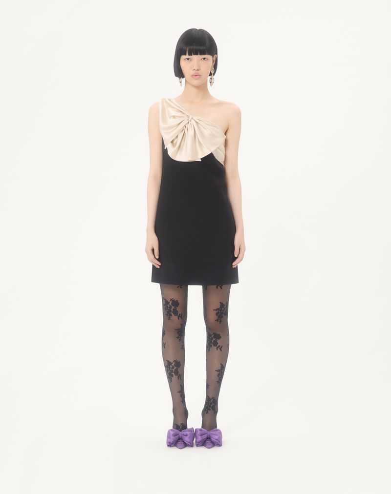 Vestido curto de crepe de alta costura
