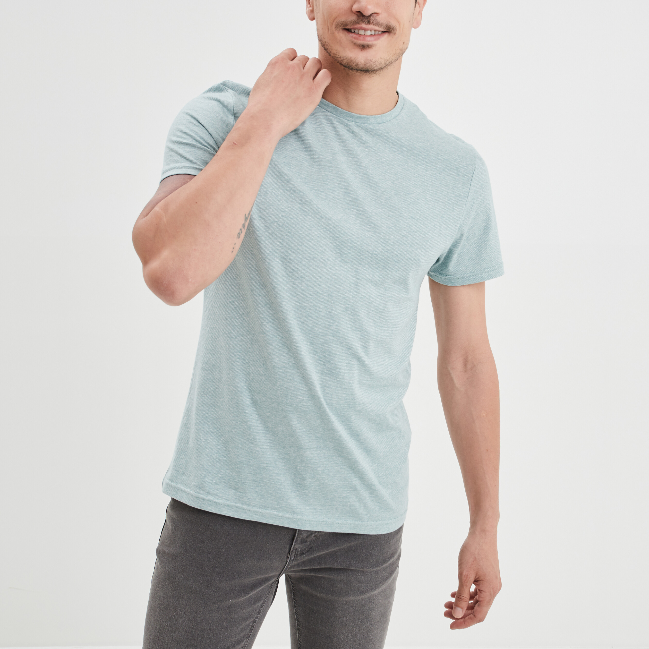 T-shirt coton manches courtes vert clair homme | La Halle