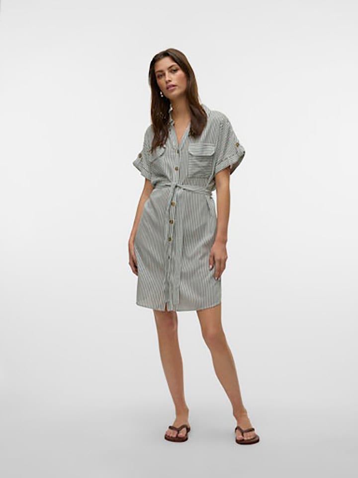Vero Moda Kleid in Anthrazit/ Weiß günstig kaufen