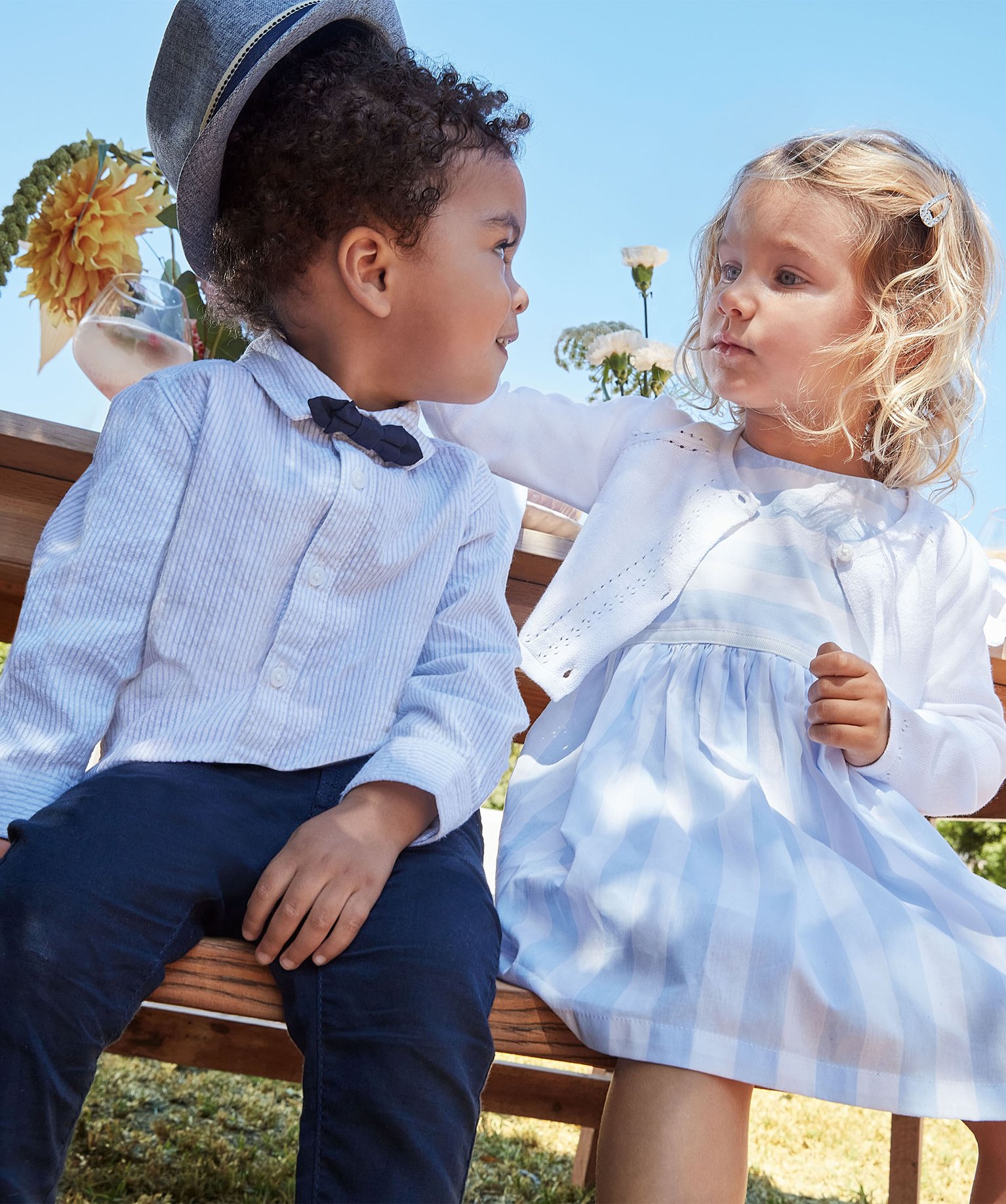 Robe bébé fille sans manches avec jupon bleu | GEMO