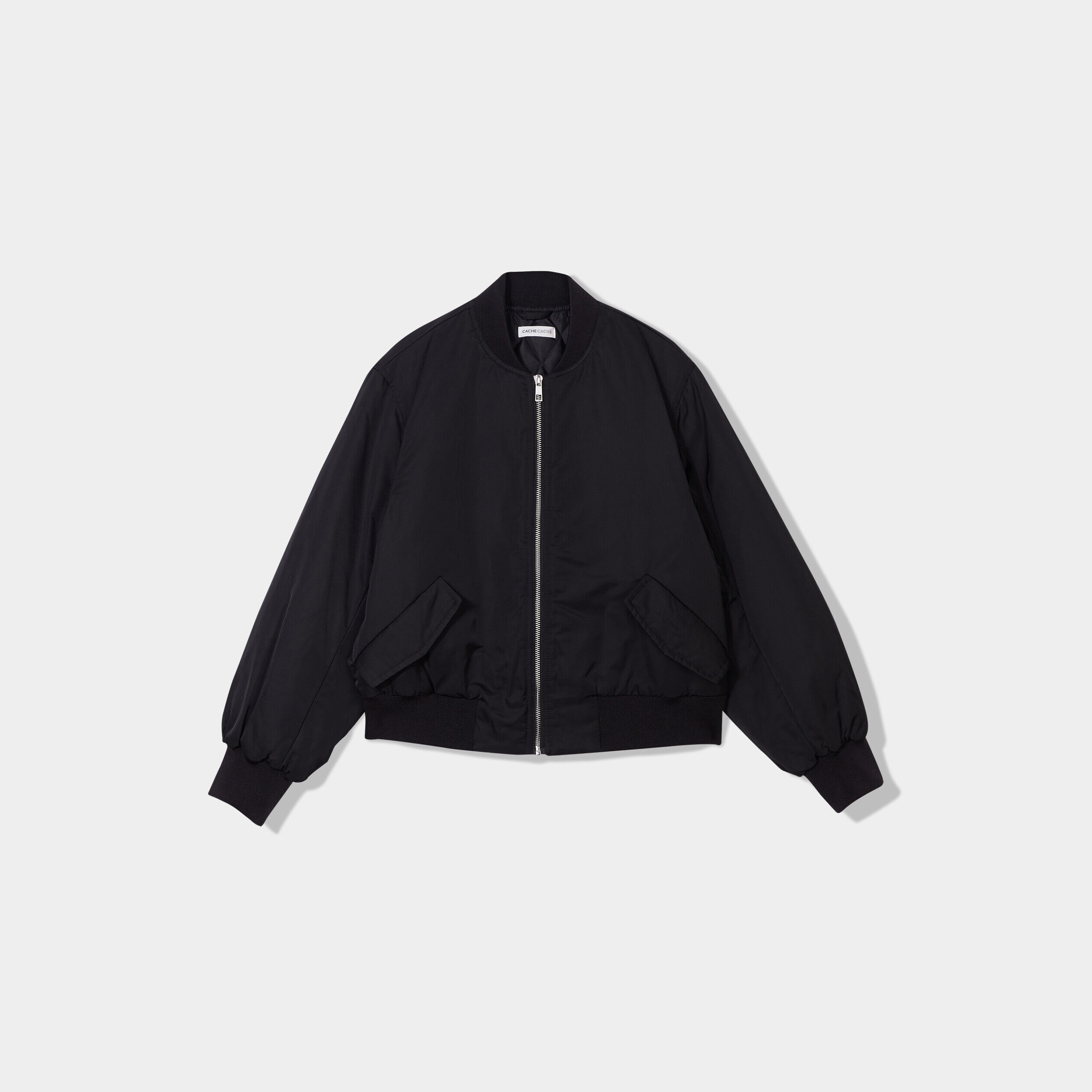 Veste bomber oversize noir femme | Cache Cache