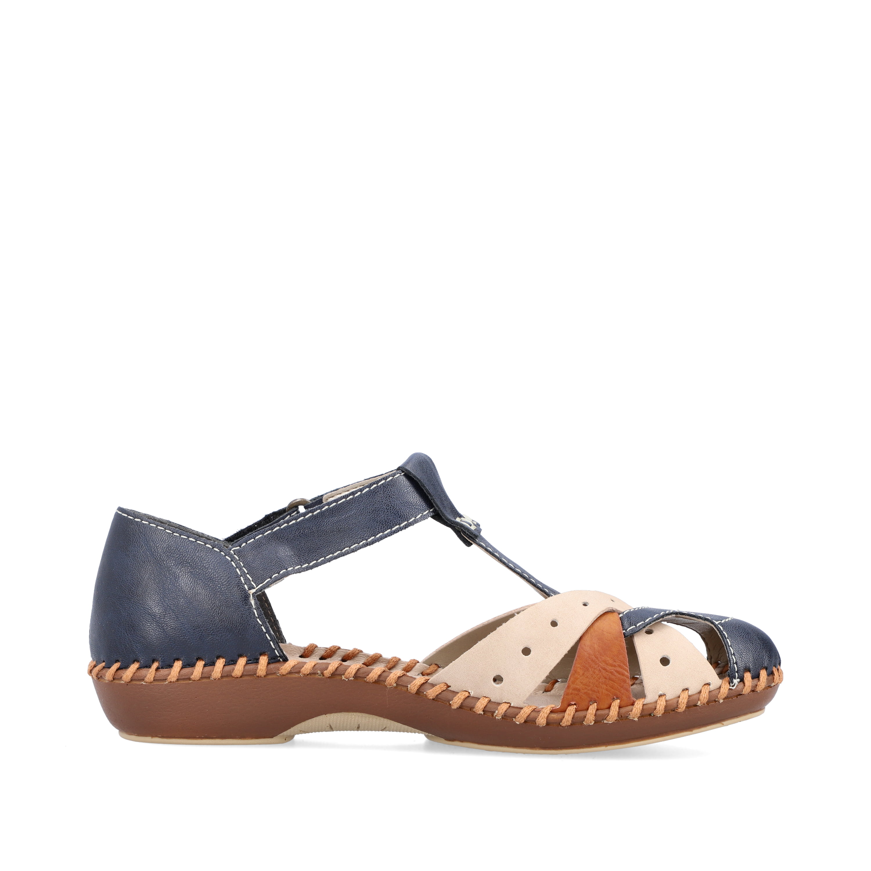 Rieker Damen Riemchensandalen marineblau-beige