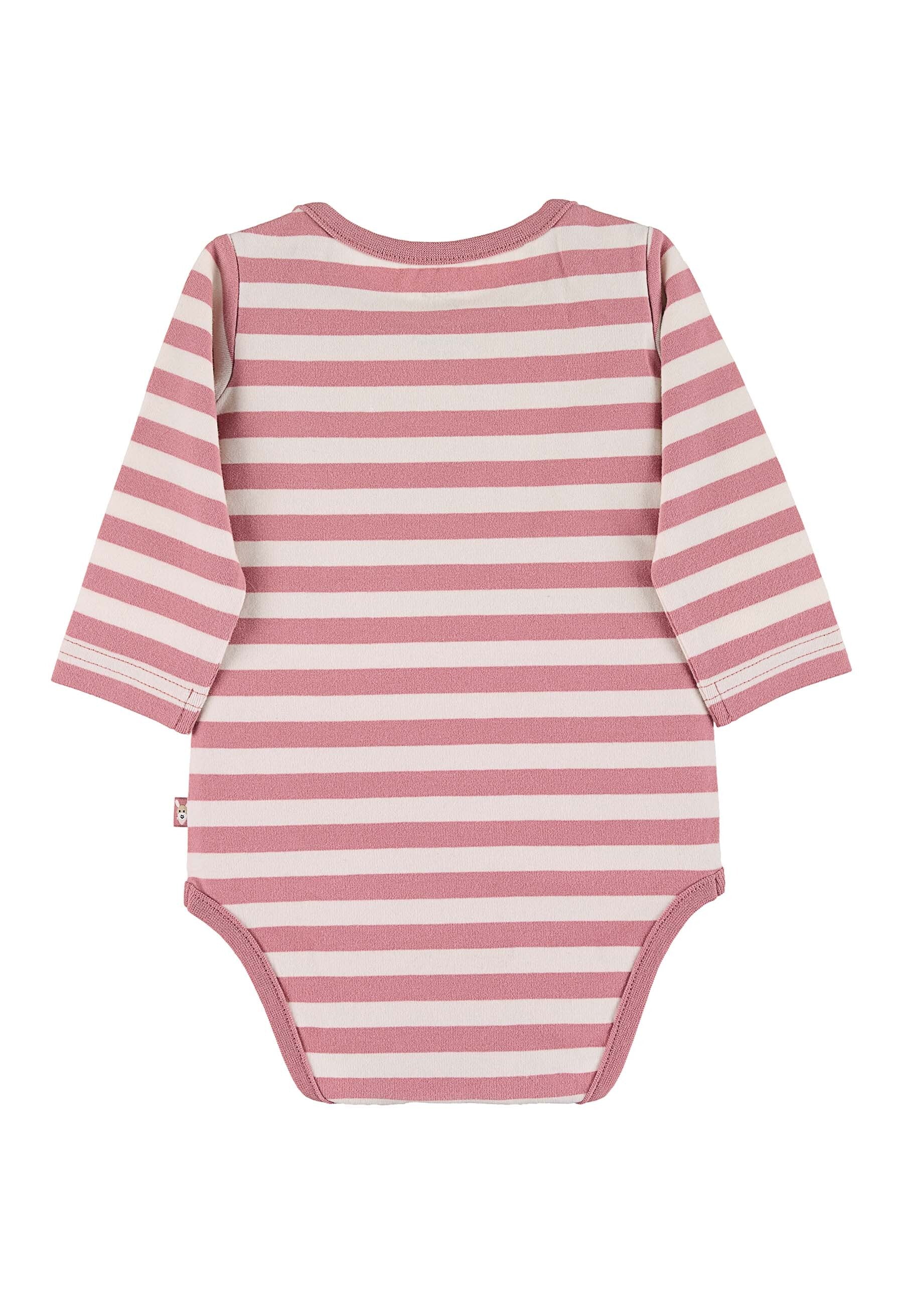 GOTS Langarm-Body Esel Emmi Girl, Rosa geringelt