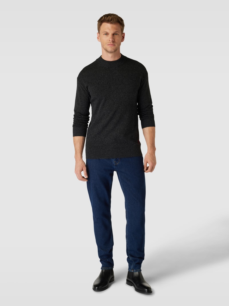 Strickpullover in melierter Optik in anthrazit