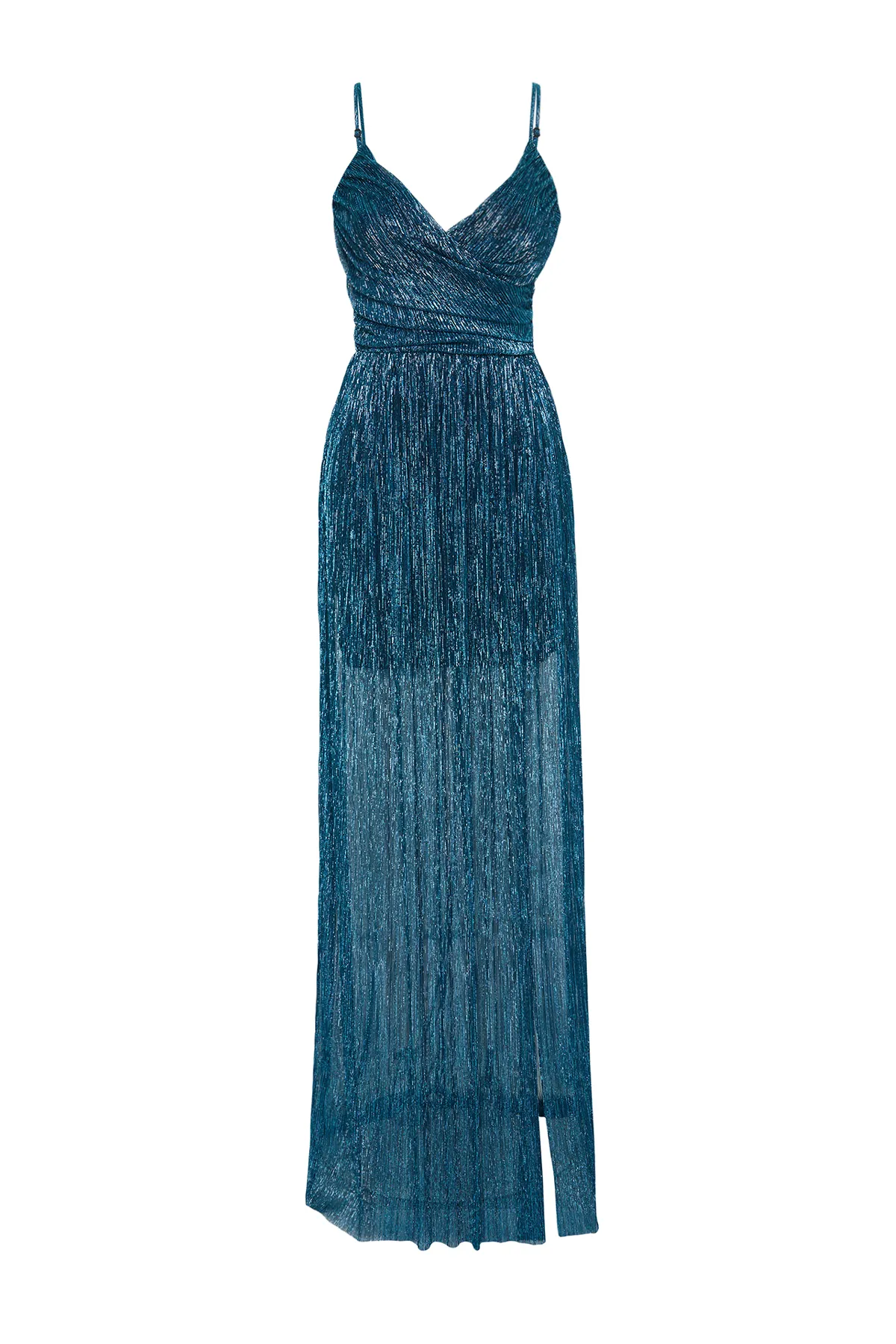 Trendyol Collection  Langes Abendkleid mit Petrol-Glitzer TPRSS24AE00100