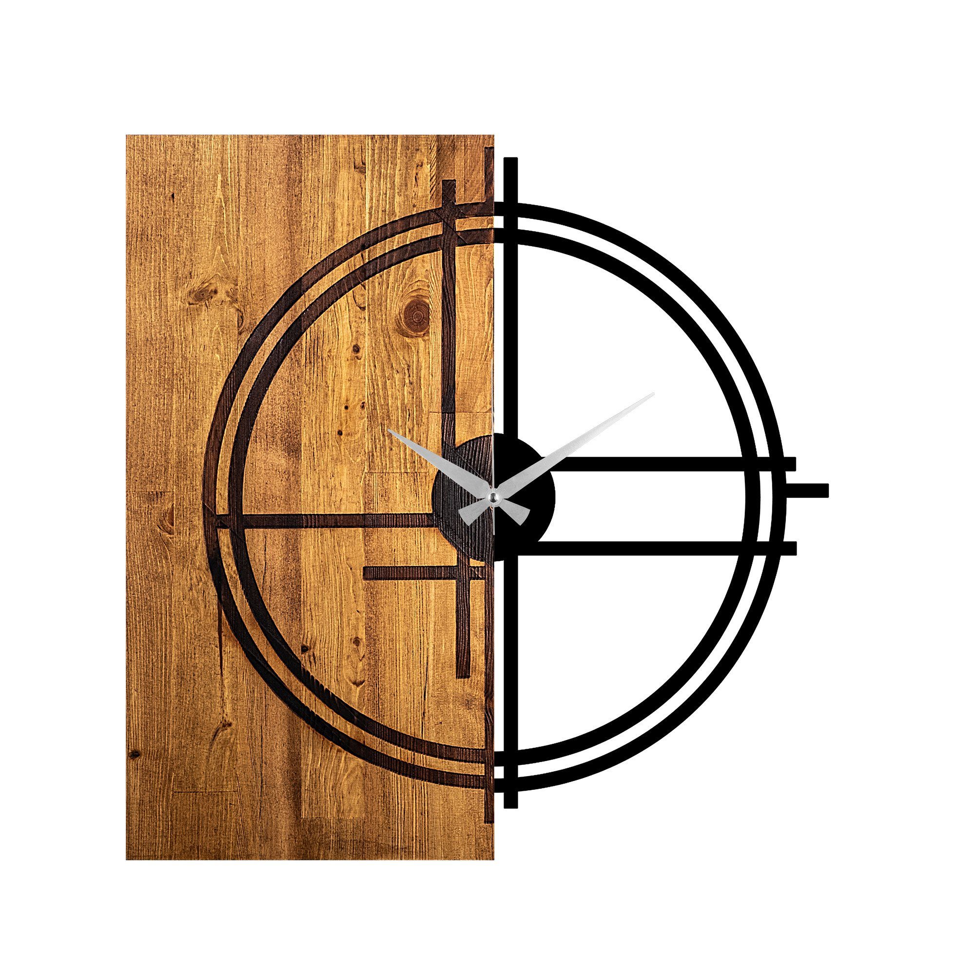 Wallity Wanduhr 56 x 3 x 58 cm, 100% Holz (Dicke: 3 cm) / Metall (Dicke: 1 cm)
