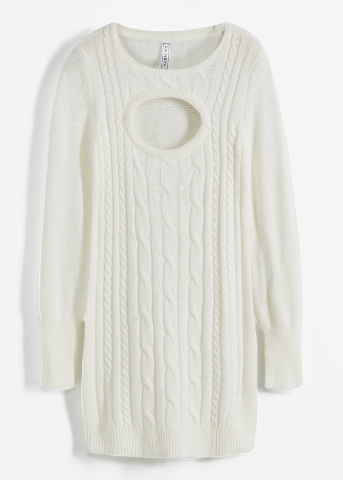 Kurzes Strickkleid mit Cable Knit und Cut-Out
