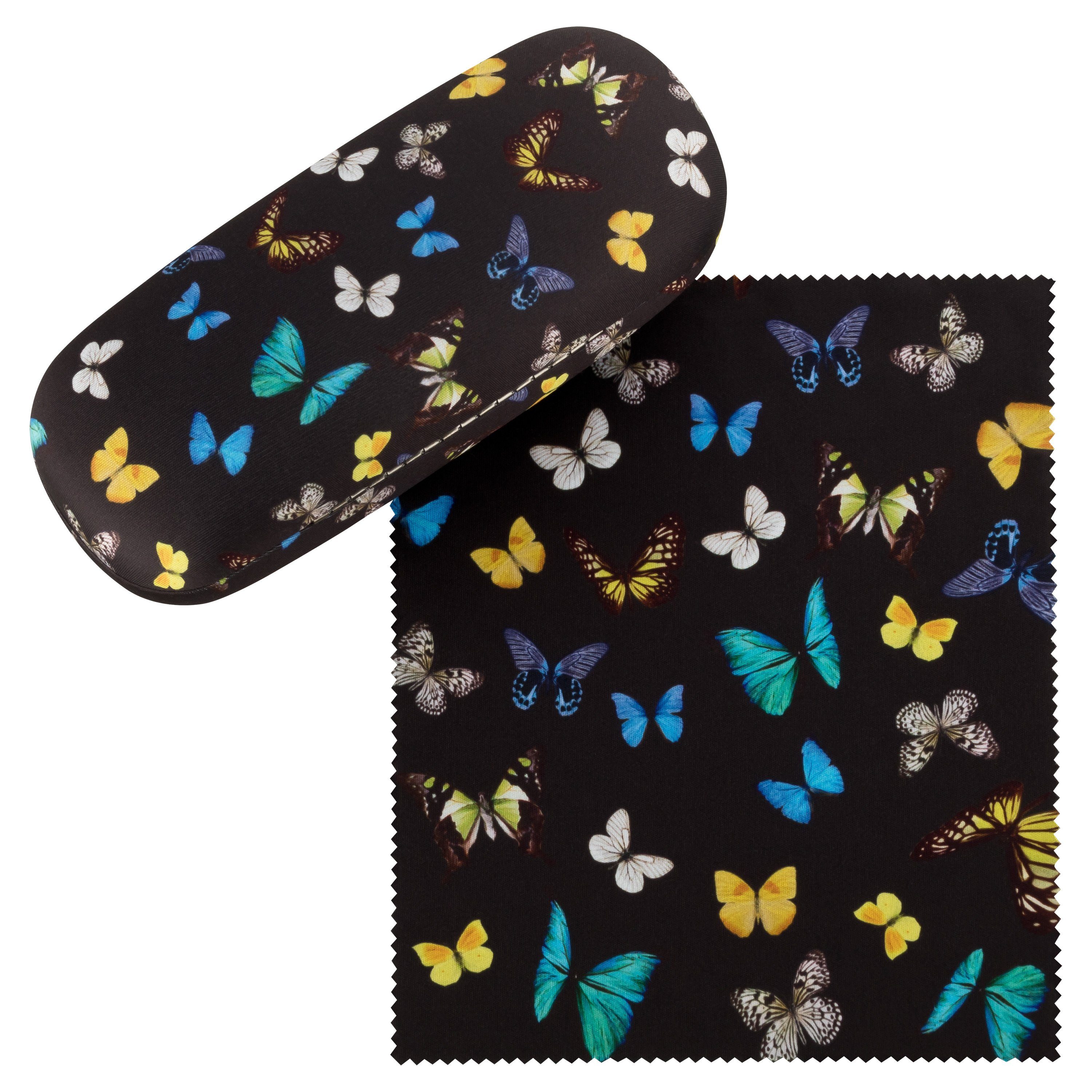 von Lilienfeld Brillenetui Brillenetui Schmetterlinge Butterfly Schmetterlingstanz Brillenbox, stabiles mit Mikrofaser bezogenes Hardcase
