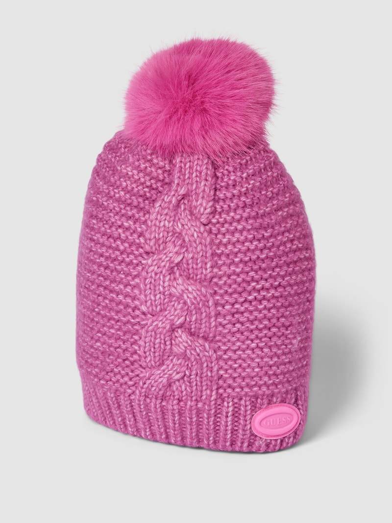 Mütze in Strick-Optik in pink