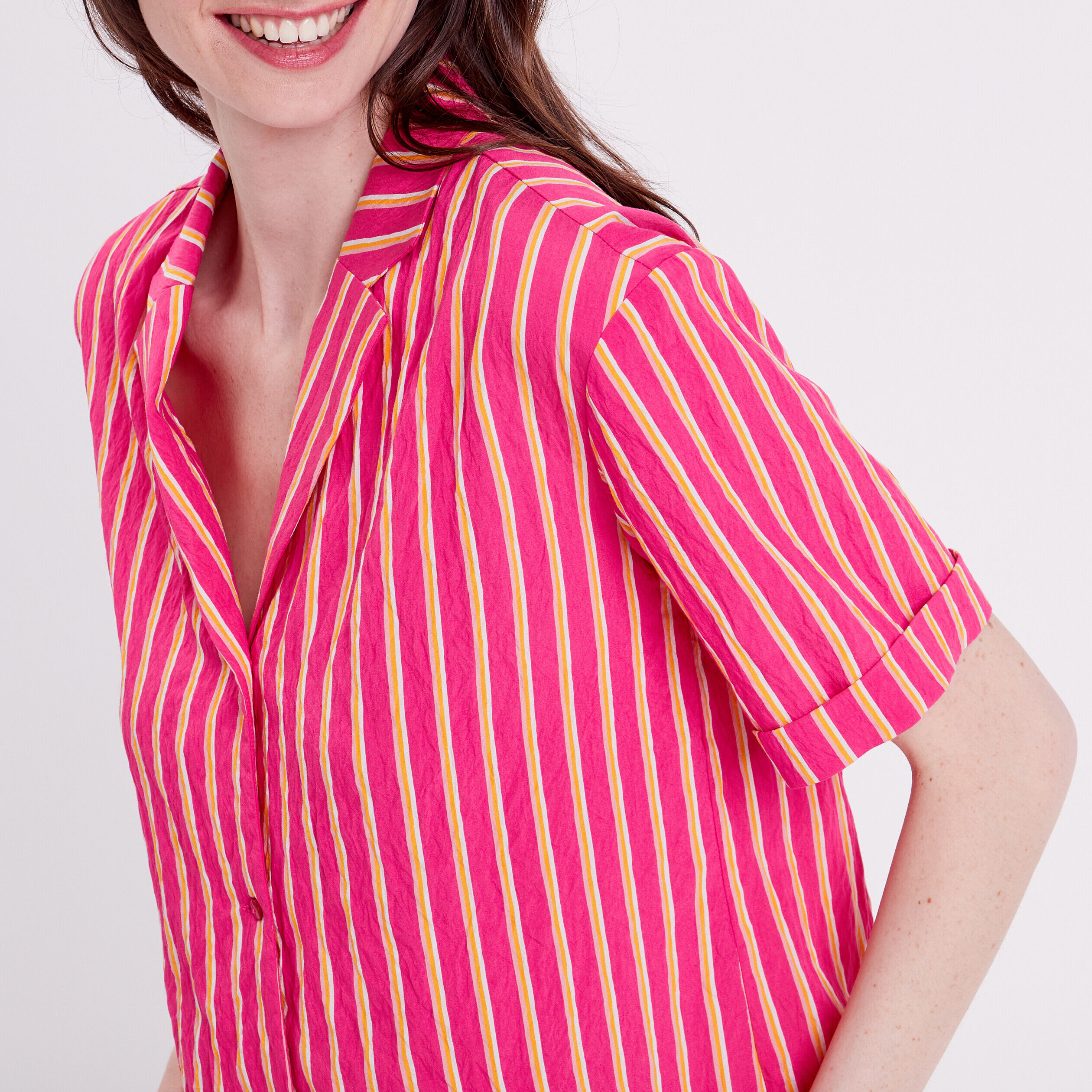 Chemise manches courtes rose fushia femme | Cache Cache