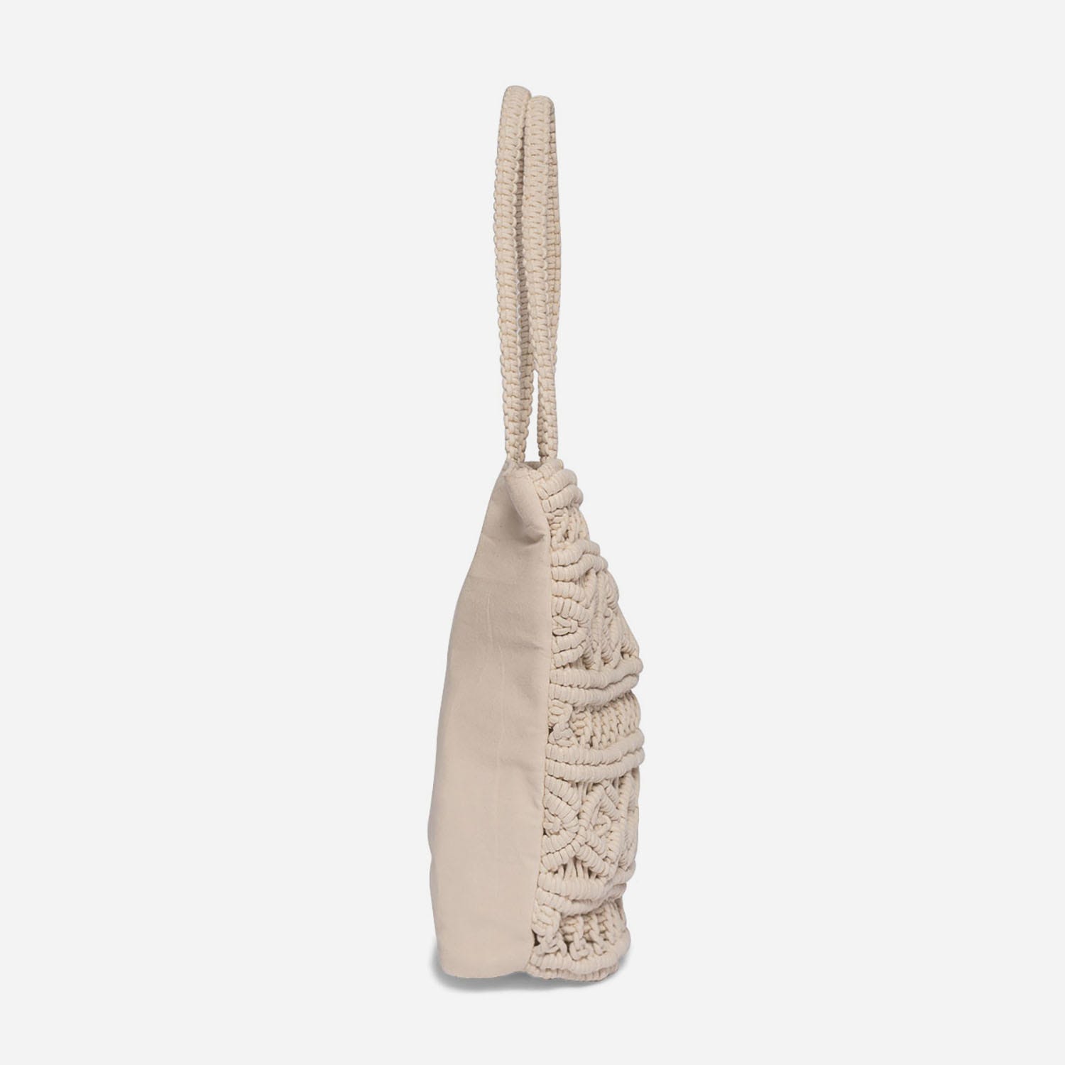 Sac TEXTO beige en macramé
