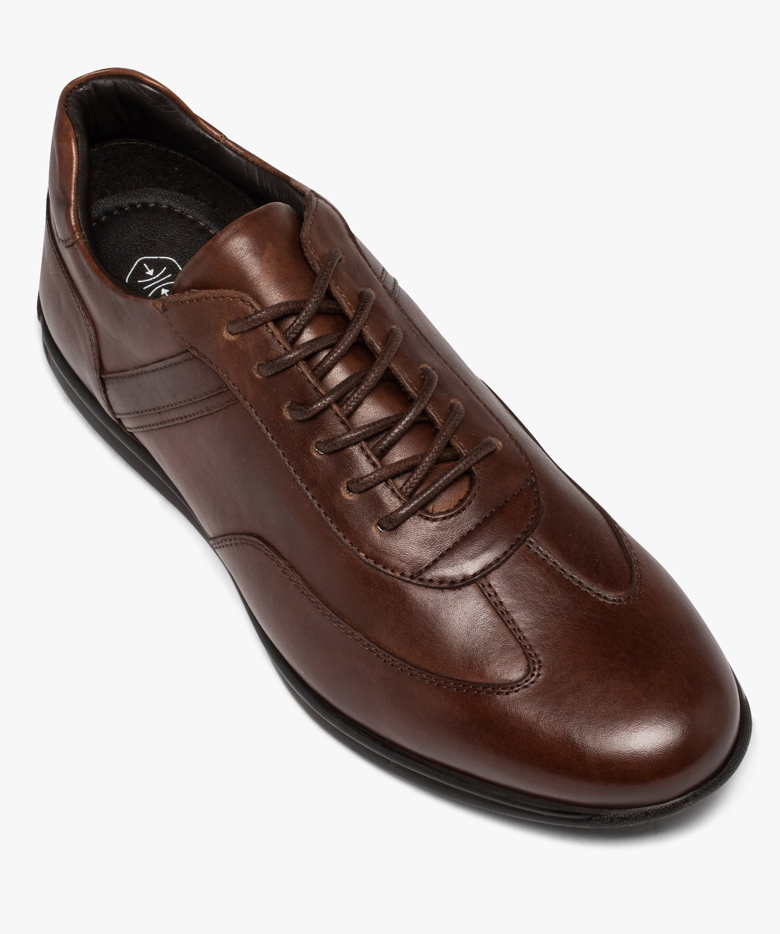 Derbies homme confort dessus en cuir uni marron | GEMO