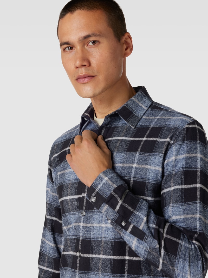Slim Fit Freizeithemd mit Karomuster in dunkelblau
