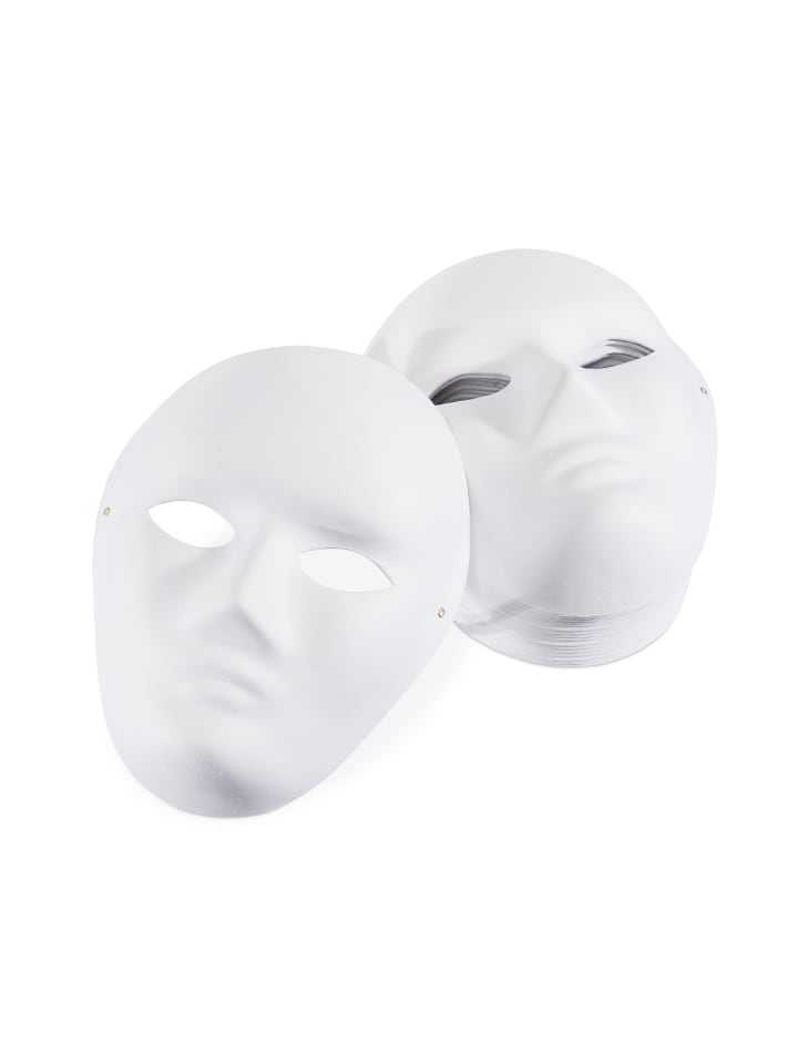 relaxdays 80x Maske Basteln in Weiß - (B)18,5 x (H)24 x (T)8 cm günstig kaufen onesize