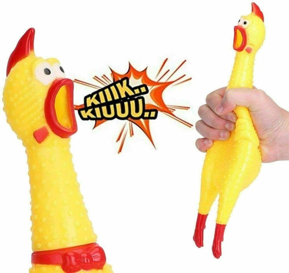 MAVURA Tierquietschie MAVURAPets Hundespielzeug Quietschendes Huhn quietscher Spielzeug Quietschfigur Quietscherfigur Quietsch Hahn Schreiendes Huhn Gummihuhn Gummi