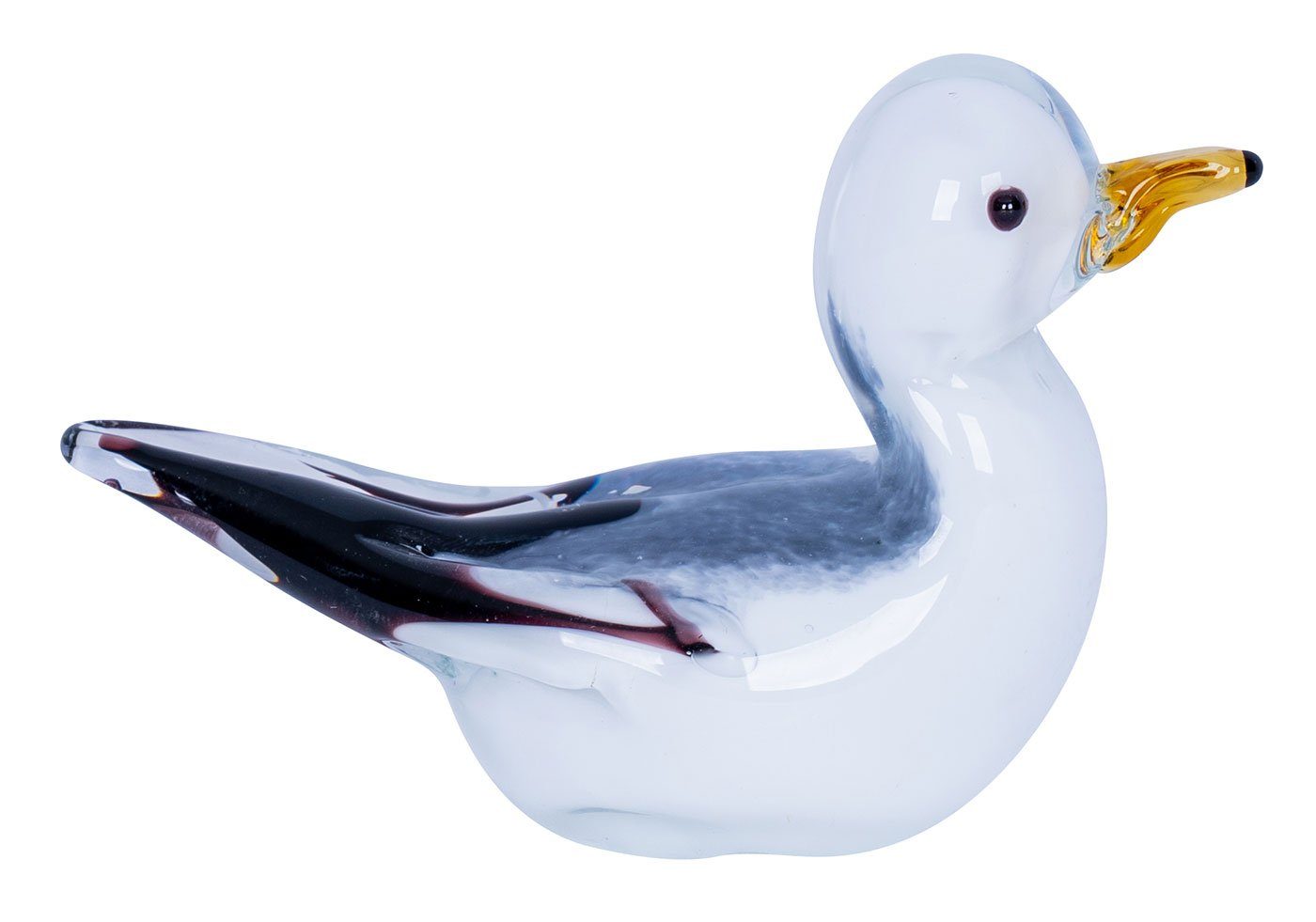 Levandeo® Skulptur, Designer Skulptur Möwe H8cm Glas Glasdeko Weiß Blau Deko Maritim