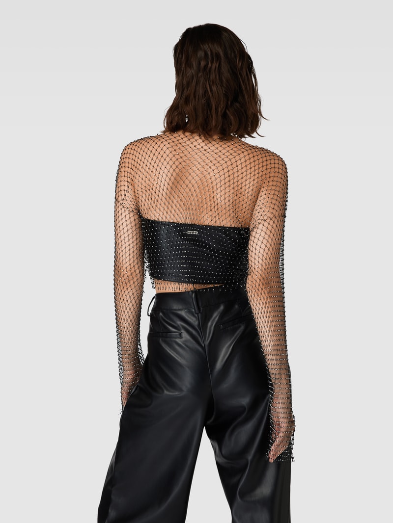 Cropped Top im Netz-Look Modell 'XENIA' in schwarz