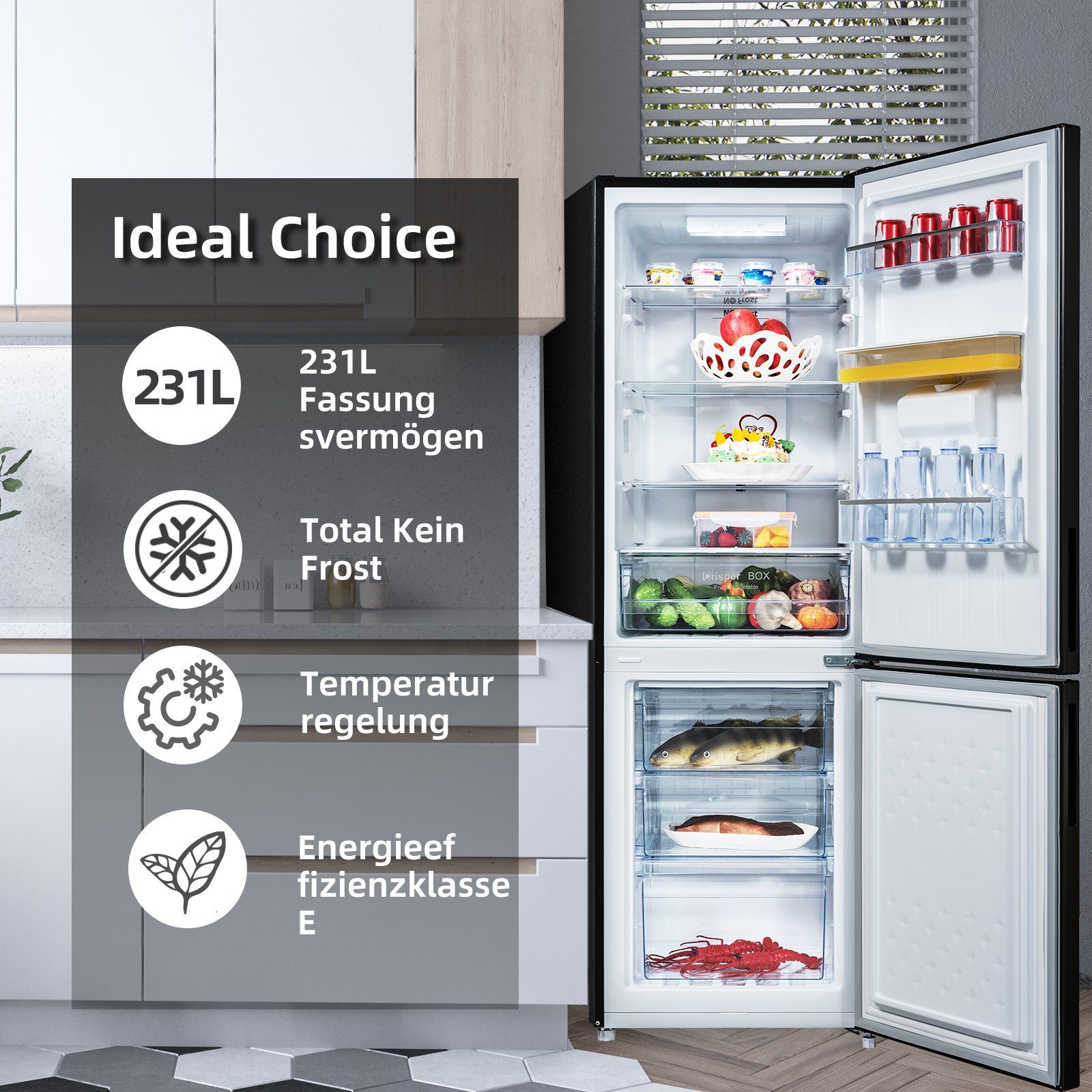 CHiQ Kühl-/Gefrierkombination No Frost FBM228NE4DE, 170 cm hoch, 54 cm breit, Multi-Air Flow,12 Jahre Garantie auf den Kompressor