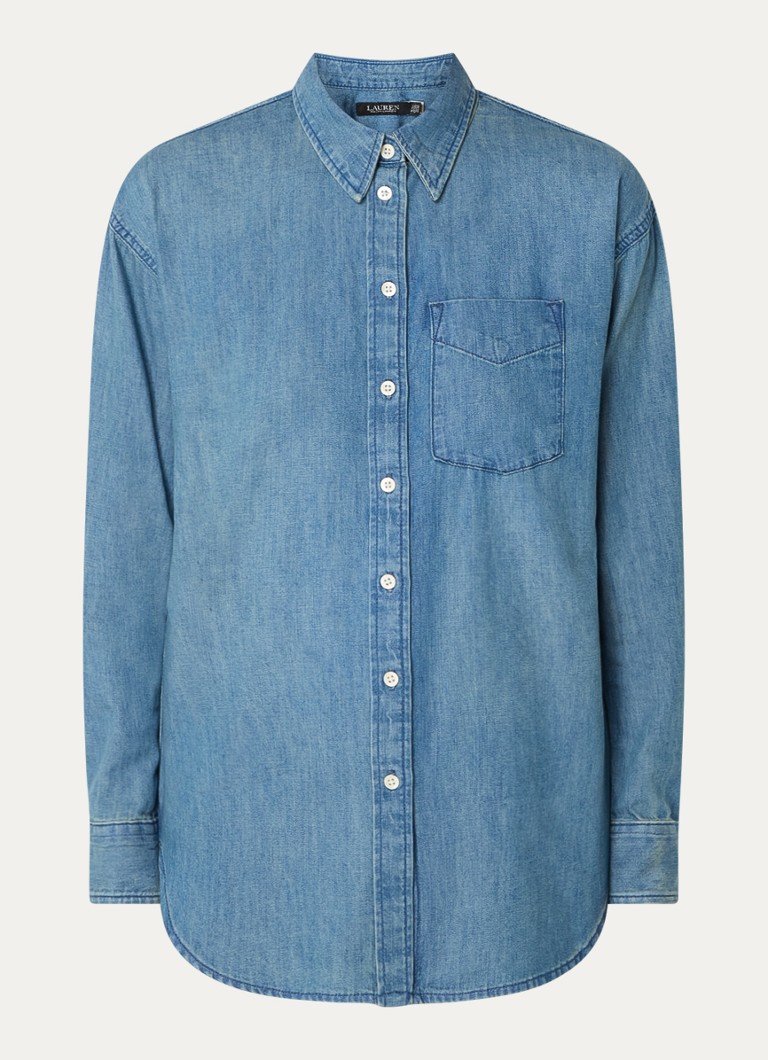 Ralph Lauren  Blouse van chambray met borstzak
