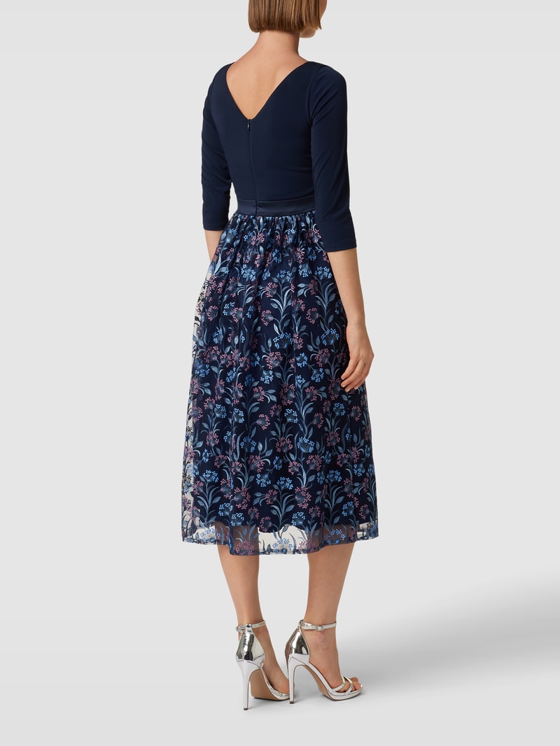 Blusenkleid mit Allover-Muster in dunkelblau