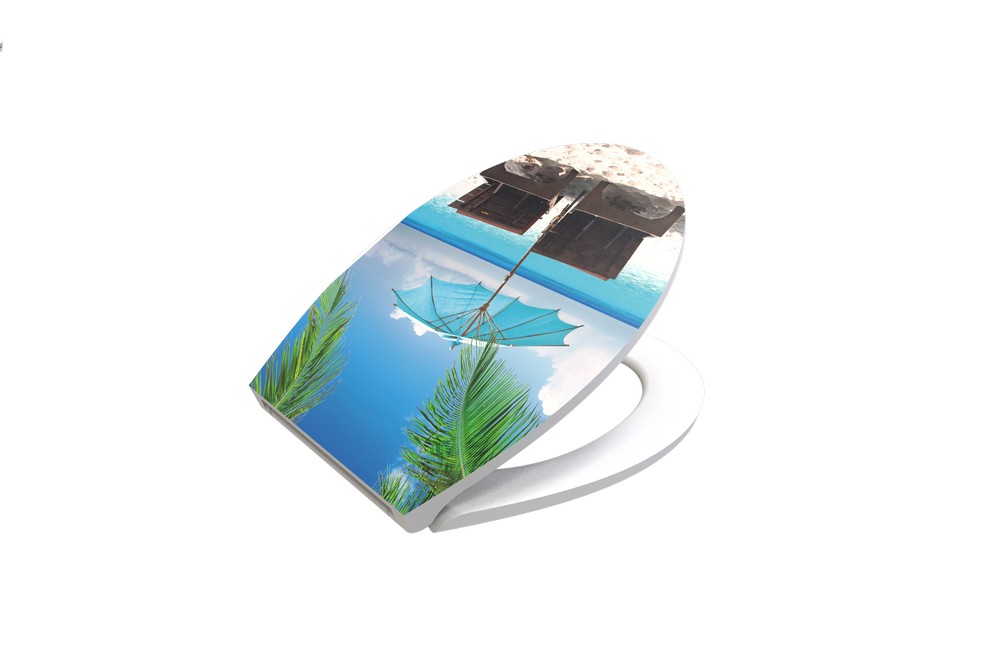 K&H Sanitary Duschwell Duroplast WC-Sitz Carving Printing - Beach