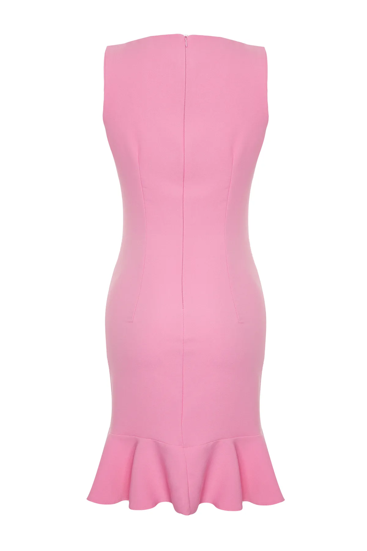 Trendyol Collection  Rosa gewebtes Minikleid in A-Linie/Glockenform mit Volants und Knöpfen TWOSS23EL02259
