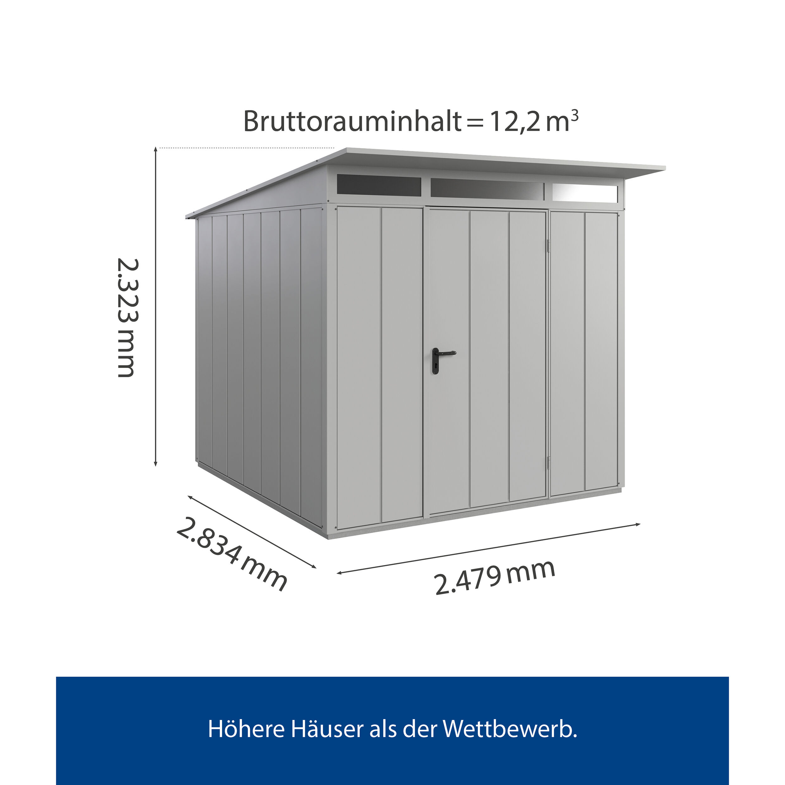 Set Berry Modern-P,Typ 2 Gerätehaus - Weißaluminium