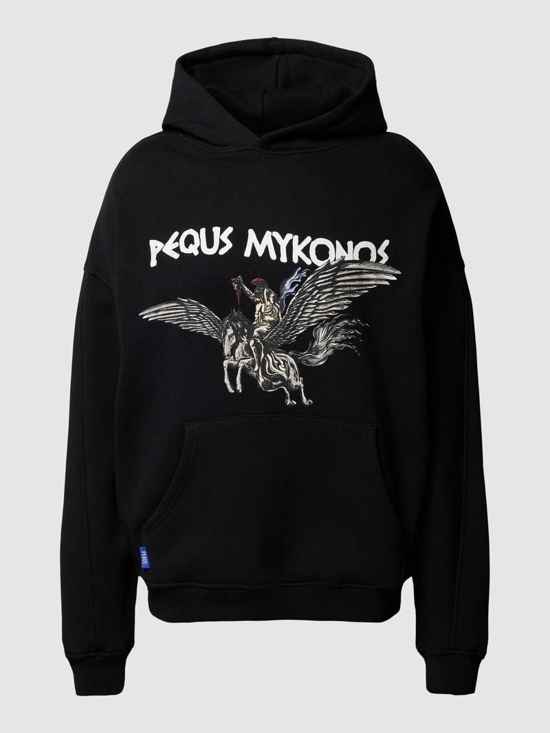 Hoodie mit Motiv-Print Modell 'Perseus' in schwarz