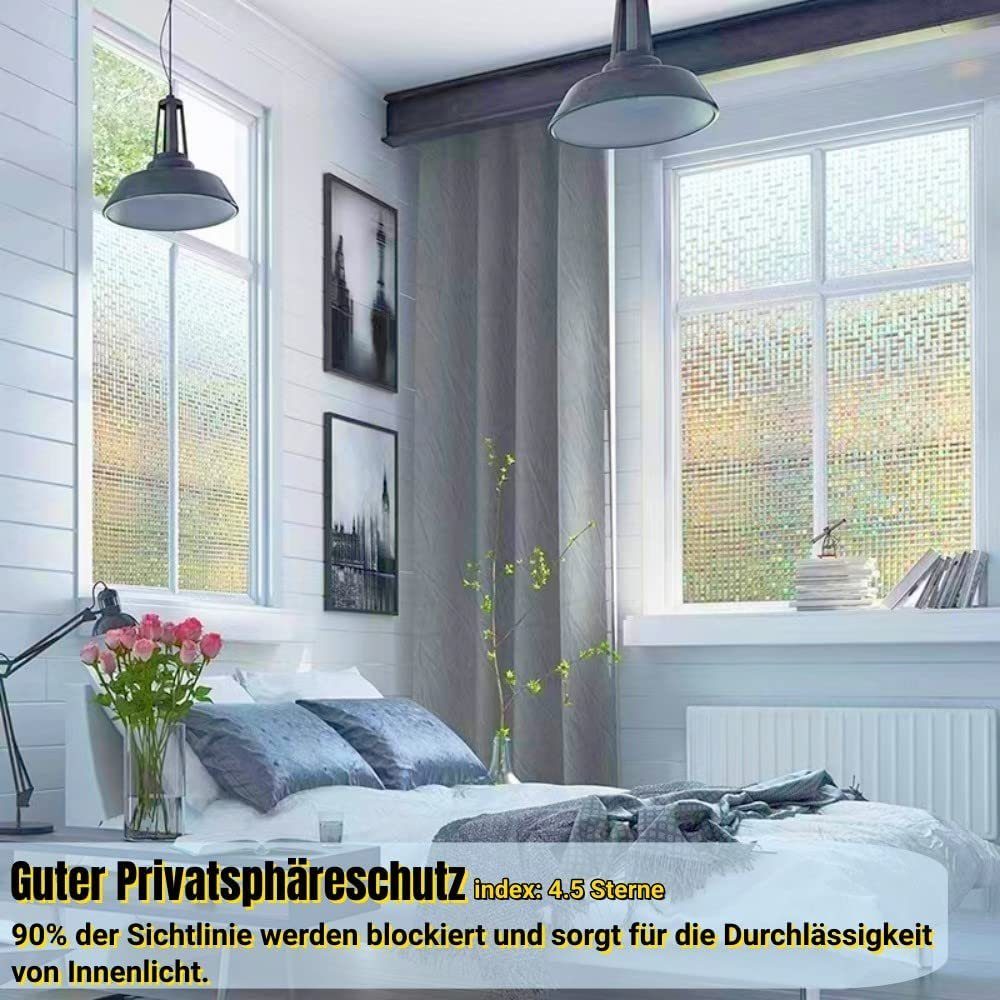 Fensterfolie 3D Fensterfolie Bunt Selbsthaftend, Haiaveng, Texturiert, Blickdichte Sichtschutzfolie Regenbogen Fenster Dekorfolie