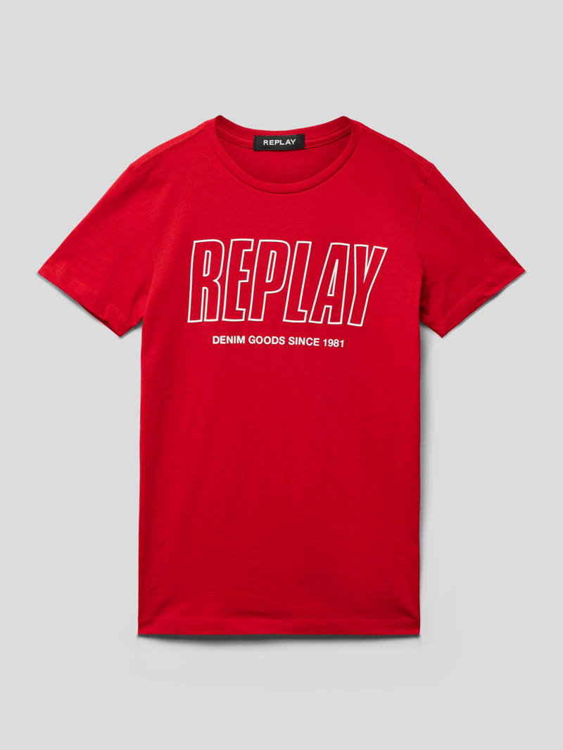 T-Shirt mit Label-Print in rot