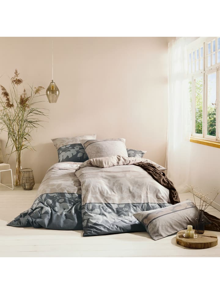 REDBEST Microfaser-Satin, Microfaser Bettwäsche in beige-grau günstig kaufen