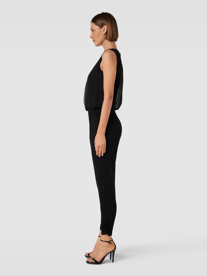 Jumpsuit mit Strasssteinbesatz in schwarz