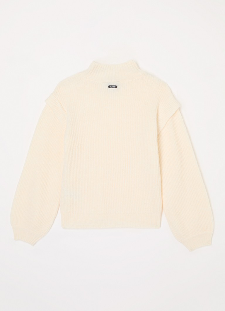 Sweter Jael z prążkowanej dzianiny z wysokim kołnierzem marki Retour Jeans