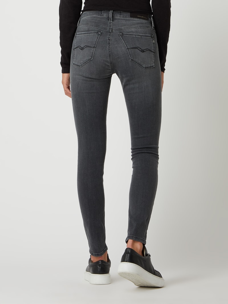 Skinny Fit High Waist Jeans mit Stretch-Anteil Modell 'Luzien' in anthrazit