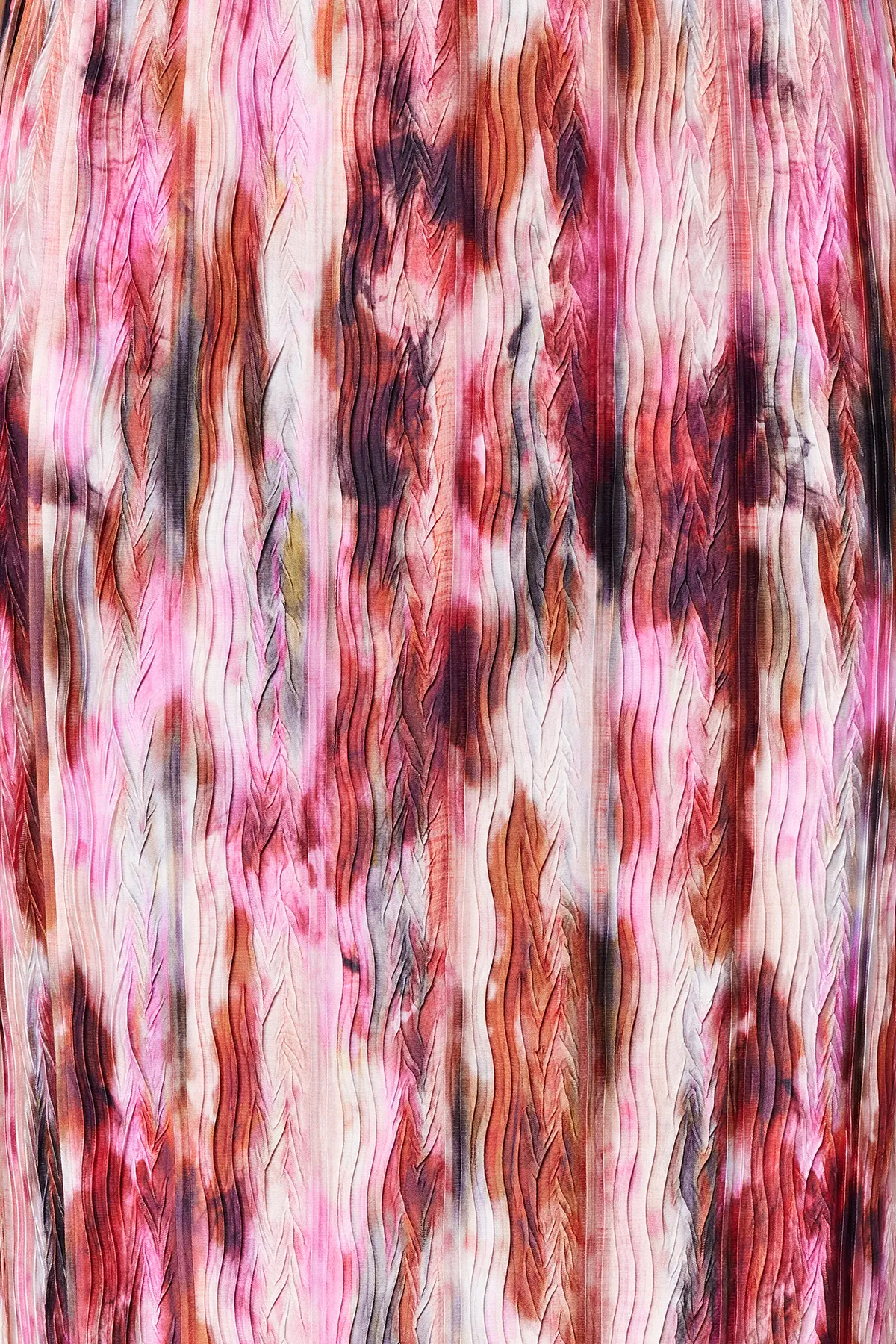 Trendyol Collection  Roter bedruckter Plissierter Maxi-Strickrock mit normaler elastischer Taille TWOSS24ET00055