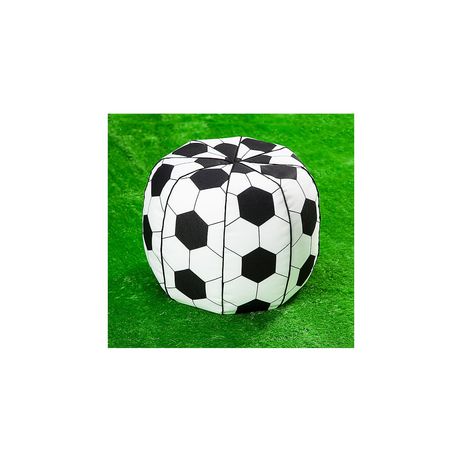 Baumwollstoff Fußball, weiß/schwarz