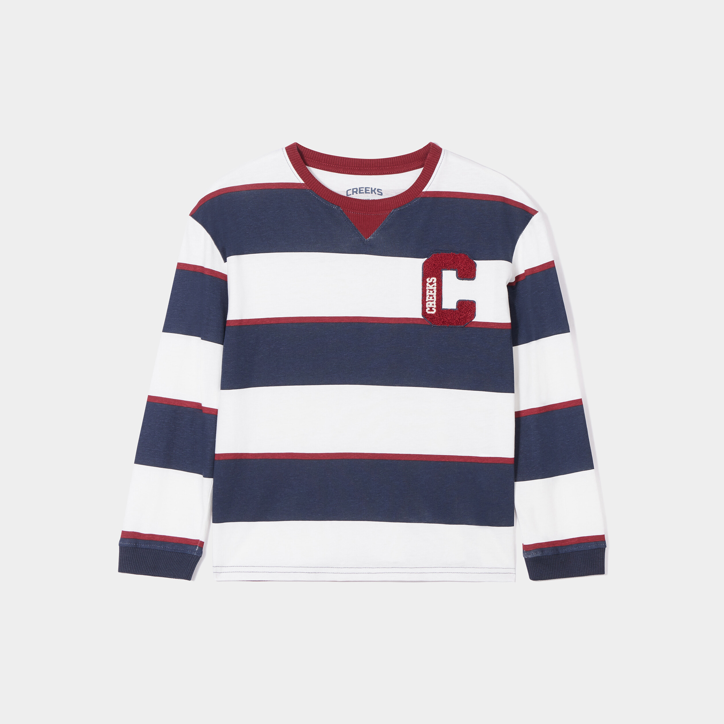 T-shirt manches longues coton Creeks bleu marine garçon | La Halle