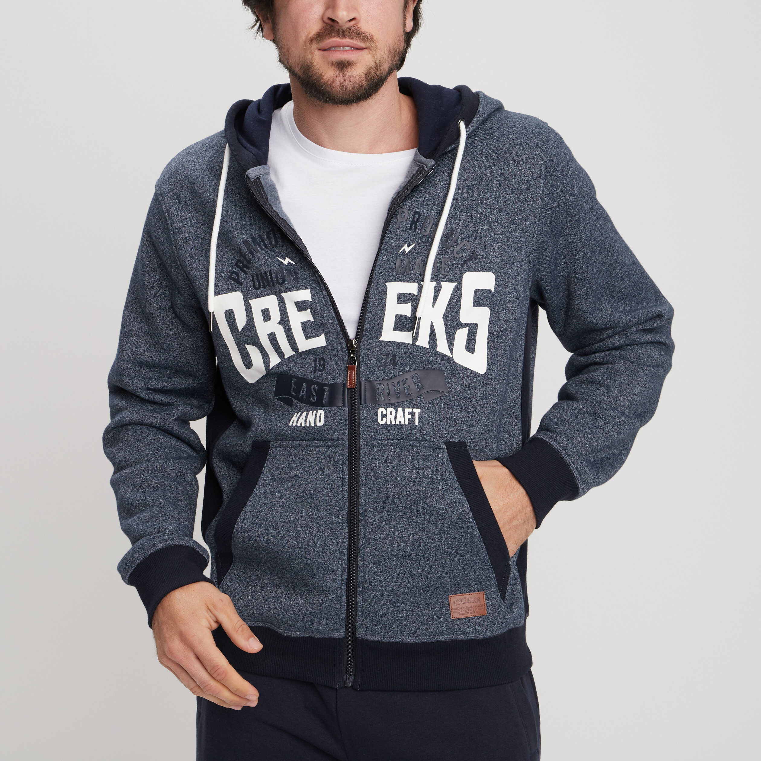 Sweat zippé à capuche Creeks bleu marine homme | La Halle