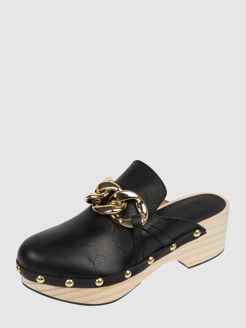 Clogs aus Leder in schwarz