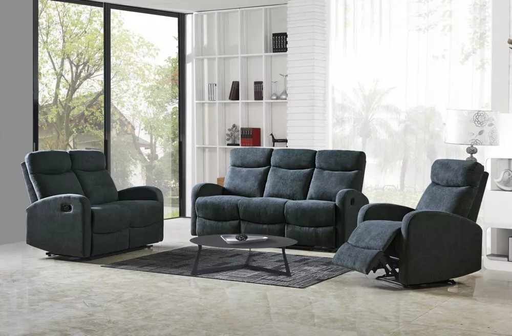 Happy Home Happy Home Relaxsofa-Set 3tlg. mit 5 Relaxfunktionen Dunkelgrau