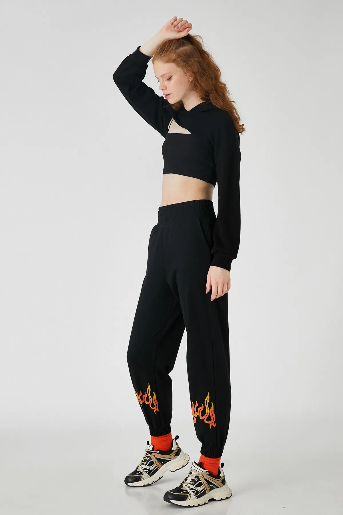 Koton  Schwarze Damen-Jogginghose 3WAL40117IK