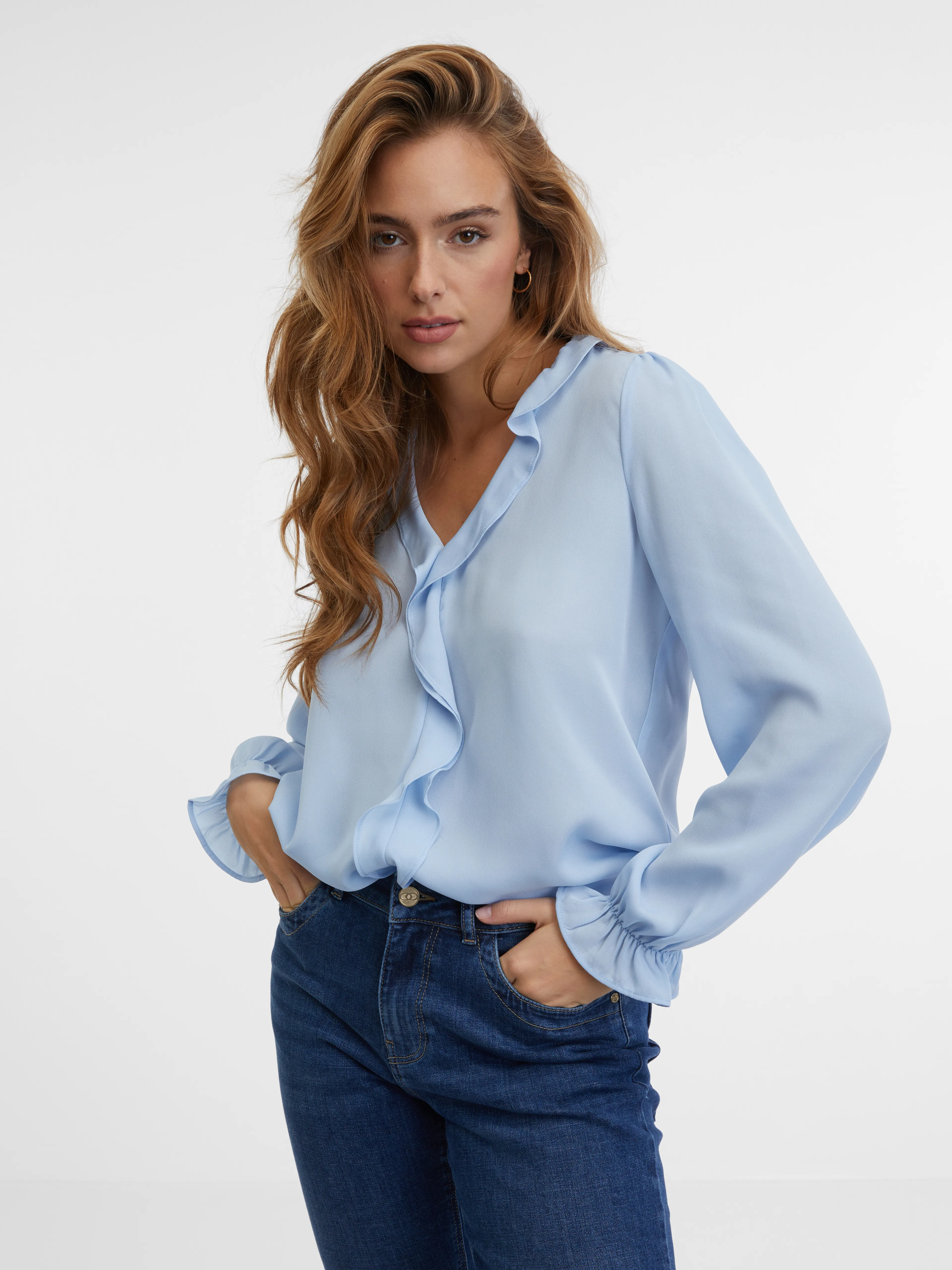 Hellblaue Bluse ORSAY