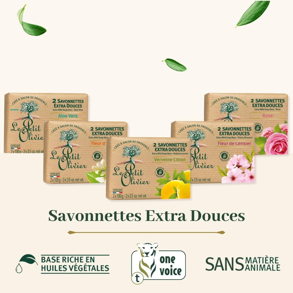 le petit olivier 2 Savonnettes Extra Douces Aloe Vera Savon Solide Extra Doux