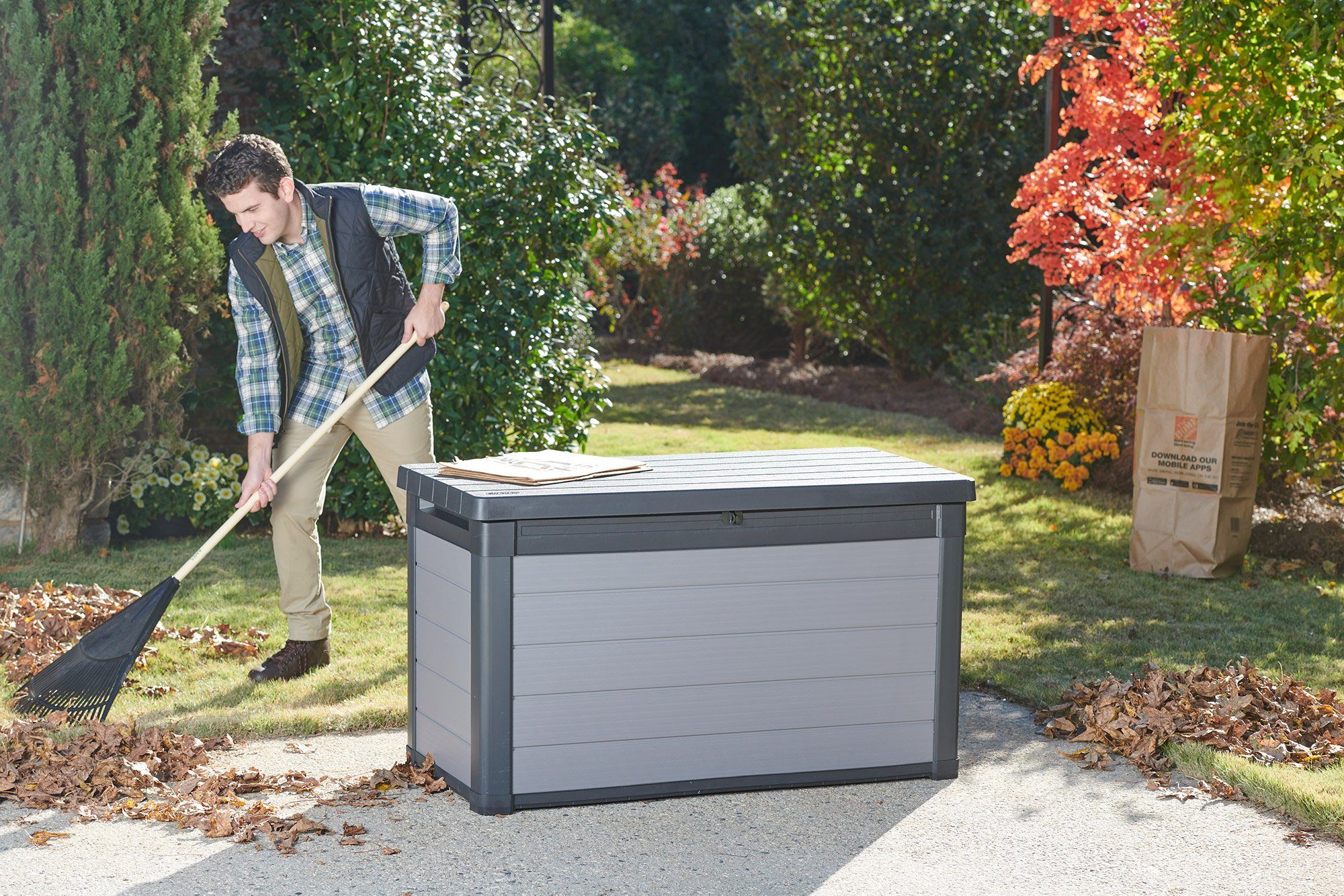 Keter Kissenbox Kissenbox Premier Box, Sitztruhe, XL Gartenbox, wetter- und UV beständig, inkl. Gasdruckfedern