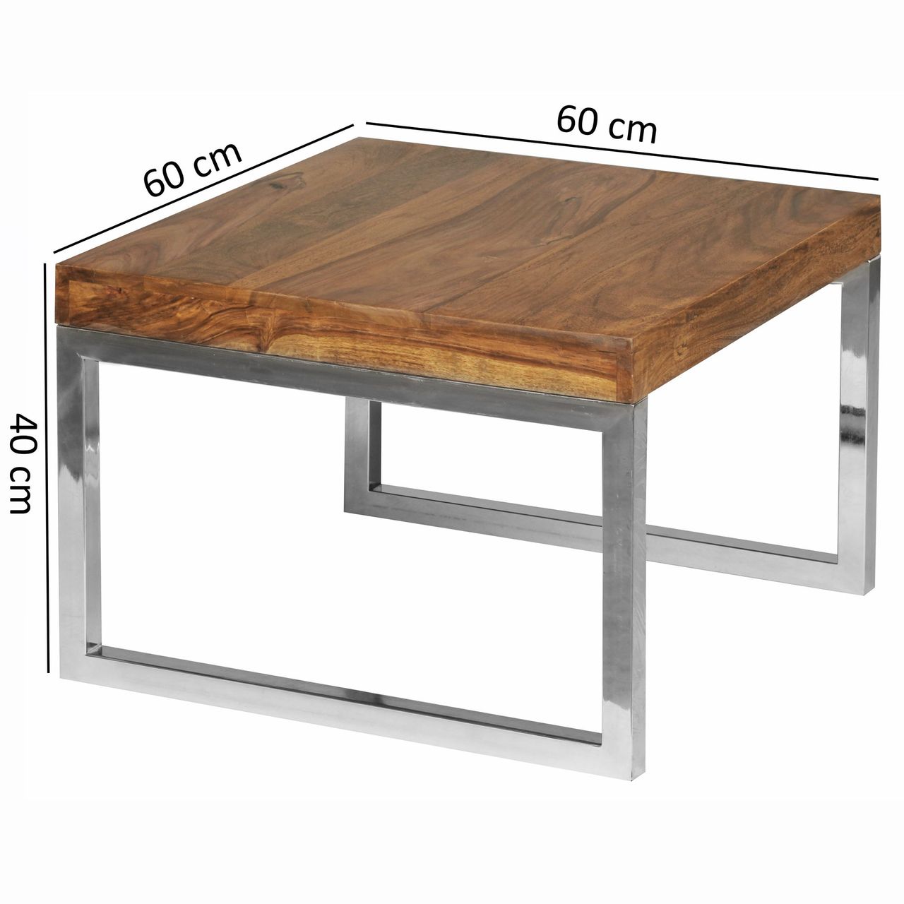 Wohnling Sheesham Beistelltisch Massiv 60 x 60 cm Massivholz
