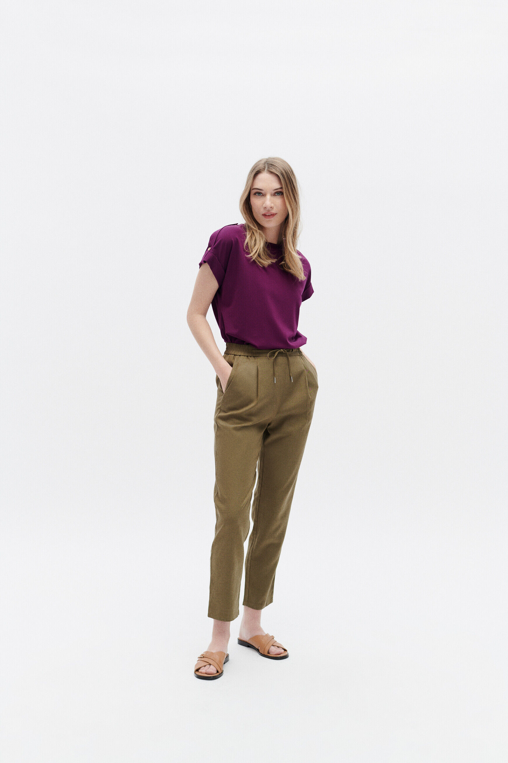Pantalon peter vert olive femme
