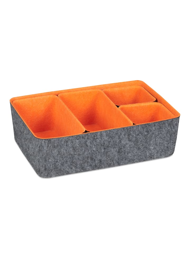relaxdays 5 tlg. Schubladenorganizer in Grau/ Orange günstig kaufen onesize
