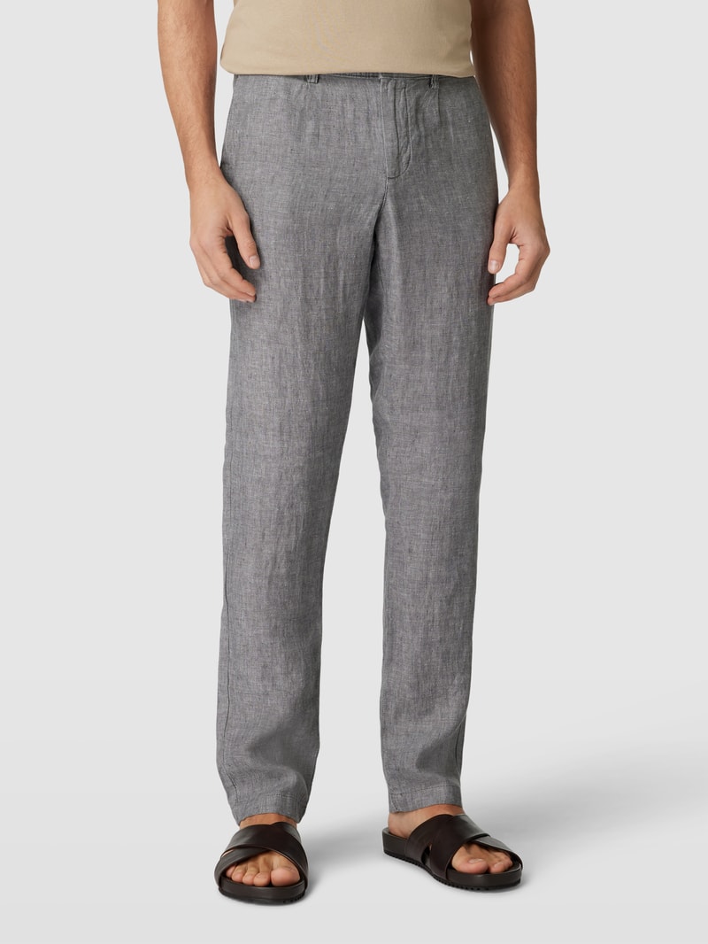 Regular Fit Stoffhose mit französischen Eingrifftaschen in mittelgrau