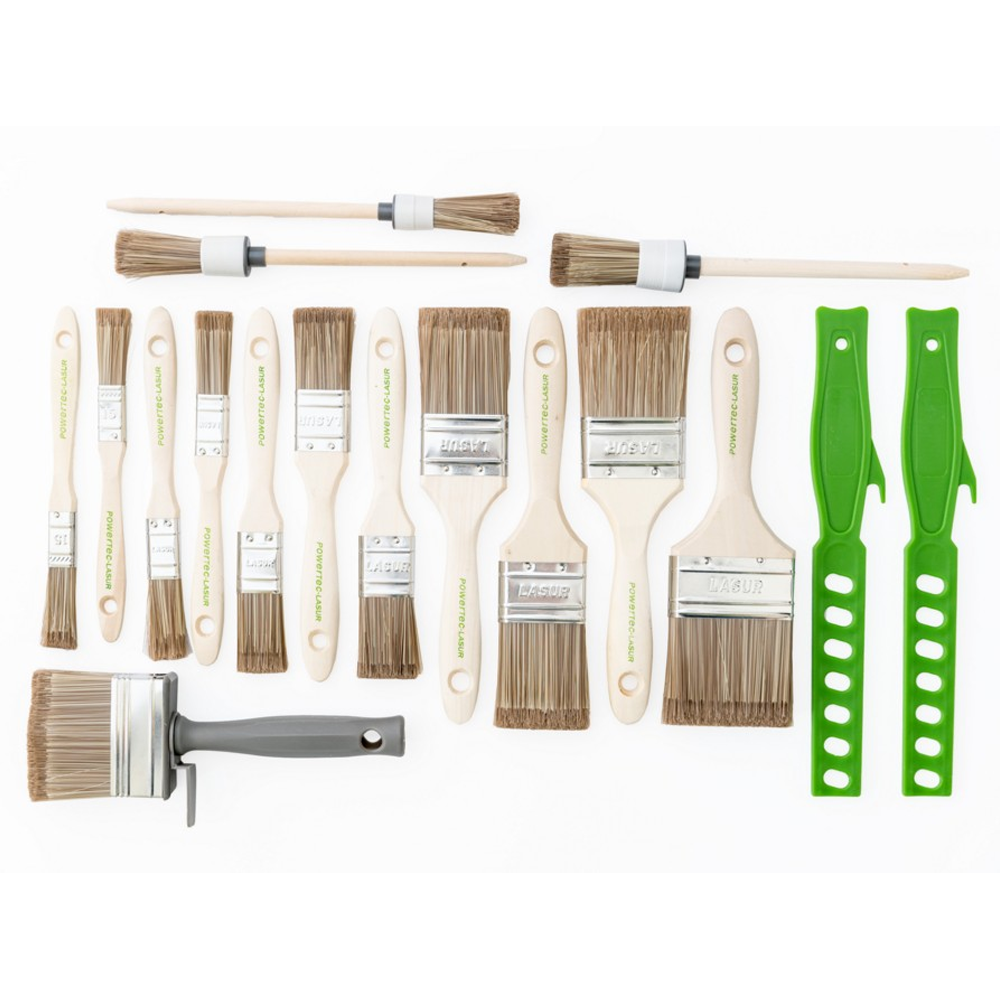 Powertec Color Pinsel-Set „Pro XXL“, Lasurpinsel - 17 tlg.