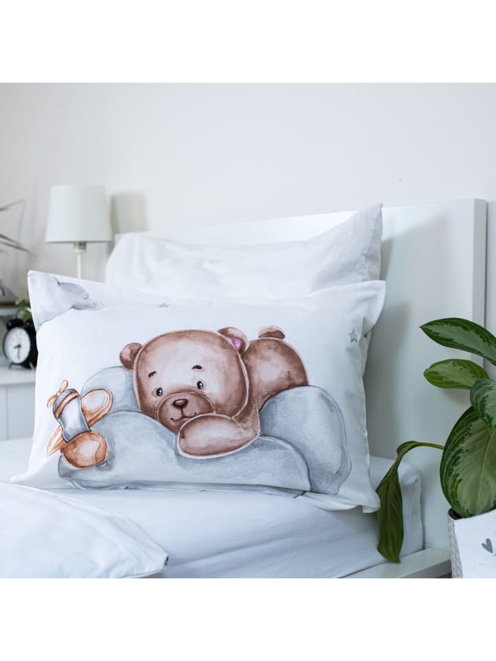 JERRY FABRICS 2-tlg.Set: Babybettwäsche Teddybär 100 x 135 cm in Weiß günstig kaufen 100